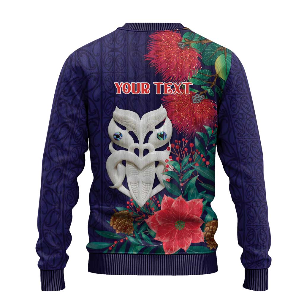 Maori Wheku Meri Kirihimete Personalised Ugly Christmas Sweater All Blue Indigenous Maori Motif - Vibe Hoodie