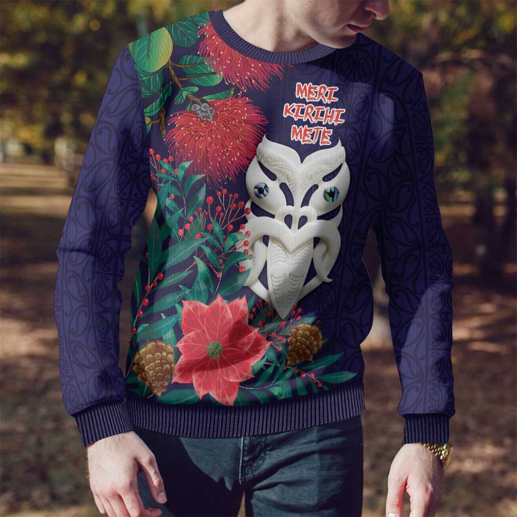 Maori Wheku Meri Kirihimete Personalised Ugly Christmas Sweater All Blue Indigenous Maori Motif - Vibe Hoodie