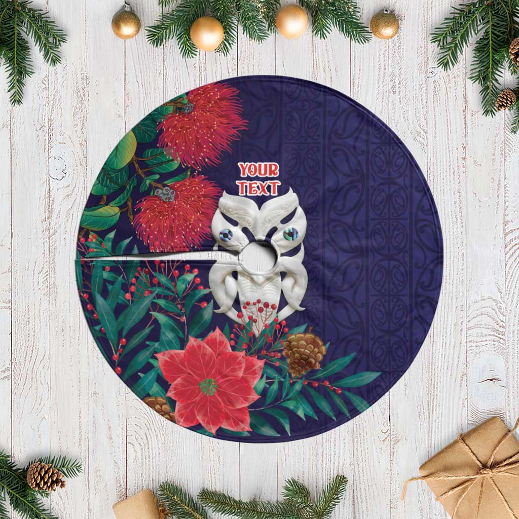 Maori Wheku Meri Kirihimete Personalised Tree Skirt All Blue Indigenous Maori Motif - Vibe Hoodie