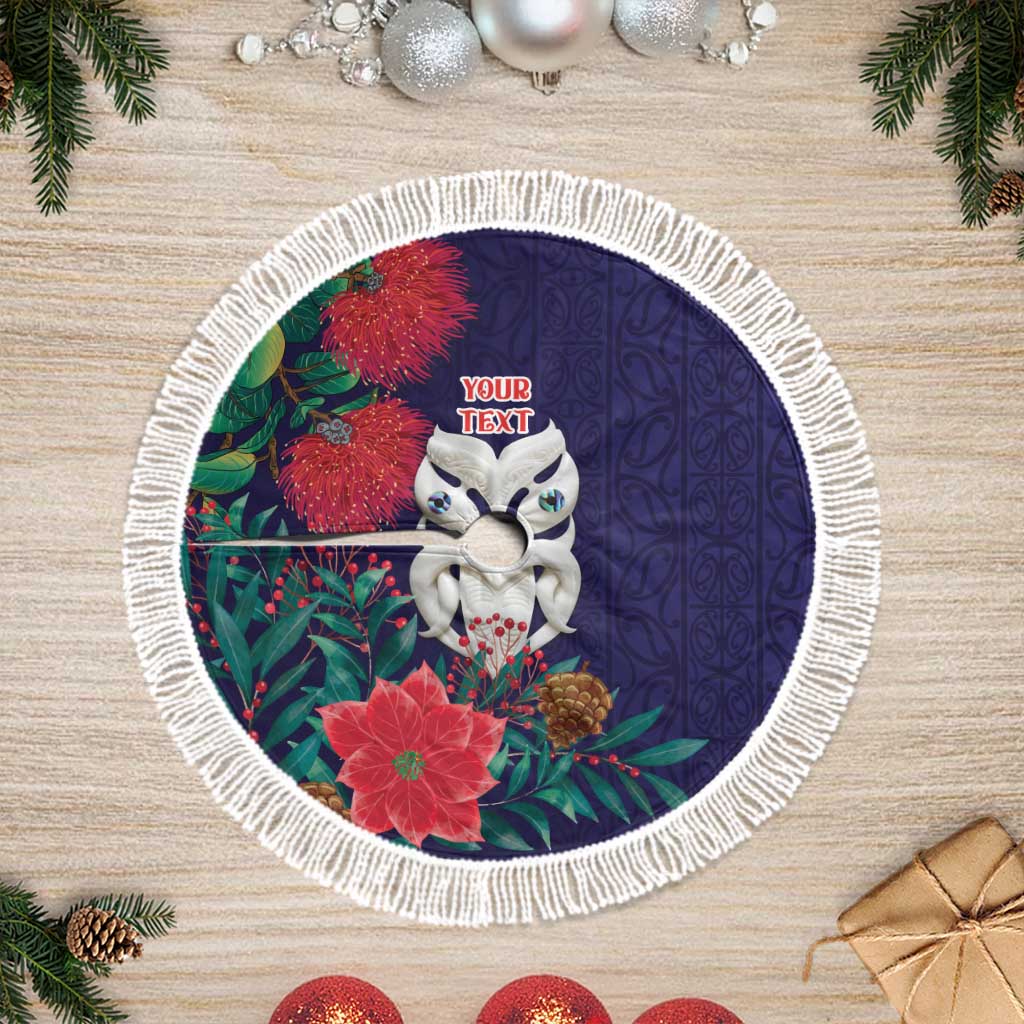 Maori Wheku Meri Kirihimete Personalised Tree Skirt All Blue Indigenous Maori Motif - Vibe Hoodie