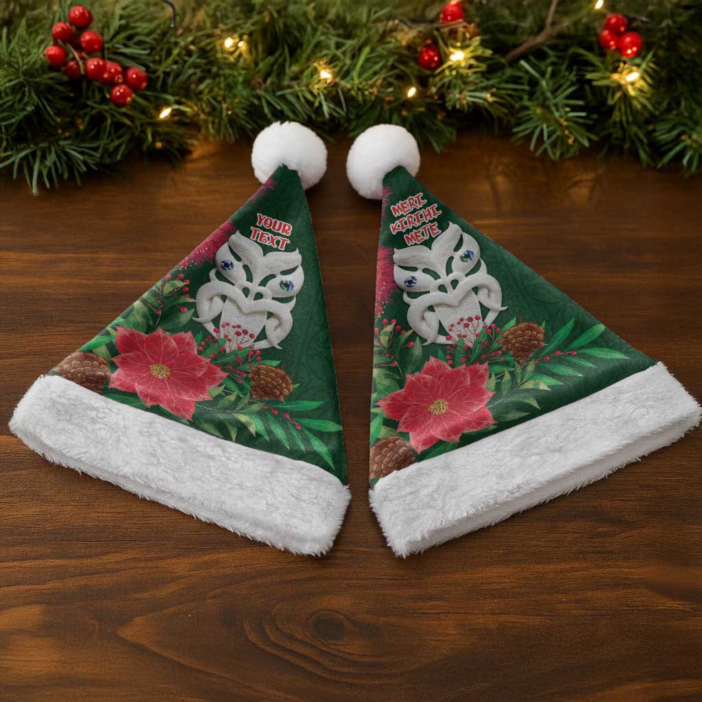 Maori Wheku Meri Kirihimete Personalised Christmas Santa Hat All Green Indigenous Maori Motif - Vibe Hoodie