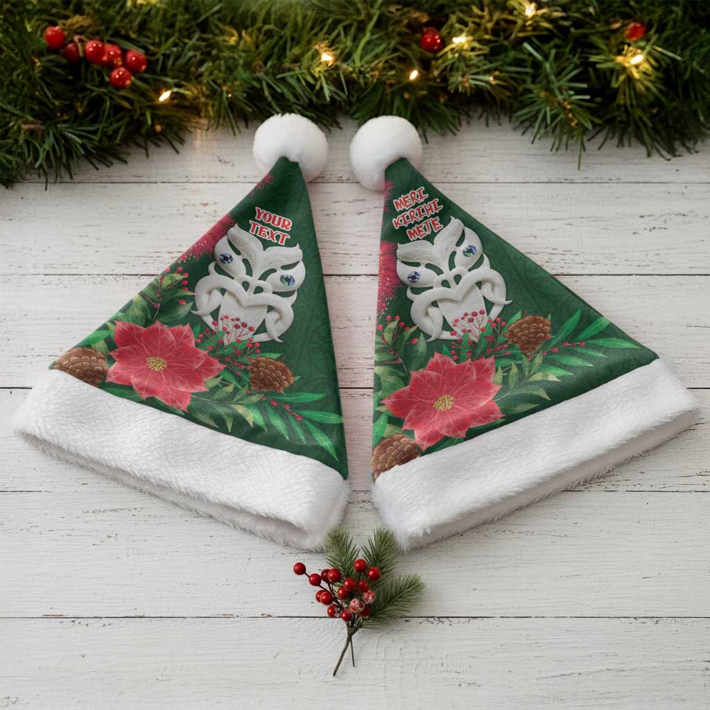 Maori Wheku Meri Kirihimete Personalised Christmas Santa Hat All Green Indigenous Maori Motif - Vibe Hoodie