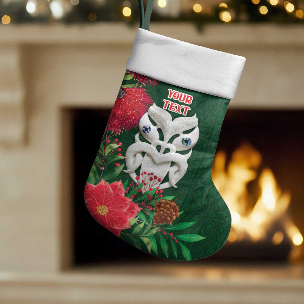 Maori Wheku Meri Kirihimete Personalised Christmas Stocking All Green Indigenous Maori Motif - Vibe Hoodie