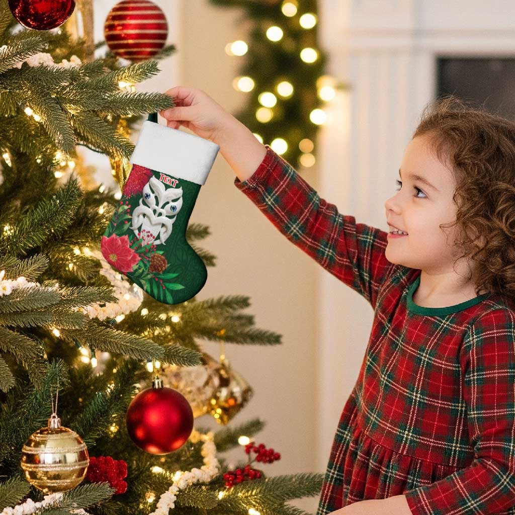 Maori Wheku Meri Kirihimete Personalised Christmas Stocking All Green Indigenous Maori Motif - Vibe Hoodie