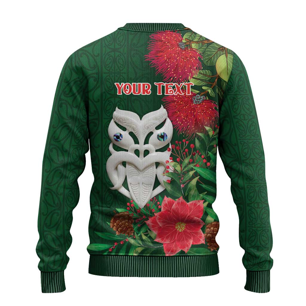 Maori Wheku Meri Kirihimete Personalised Ugly Christmas Sweater All Green Indigenous Maori Motif - Vibe Hoodie