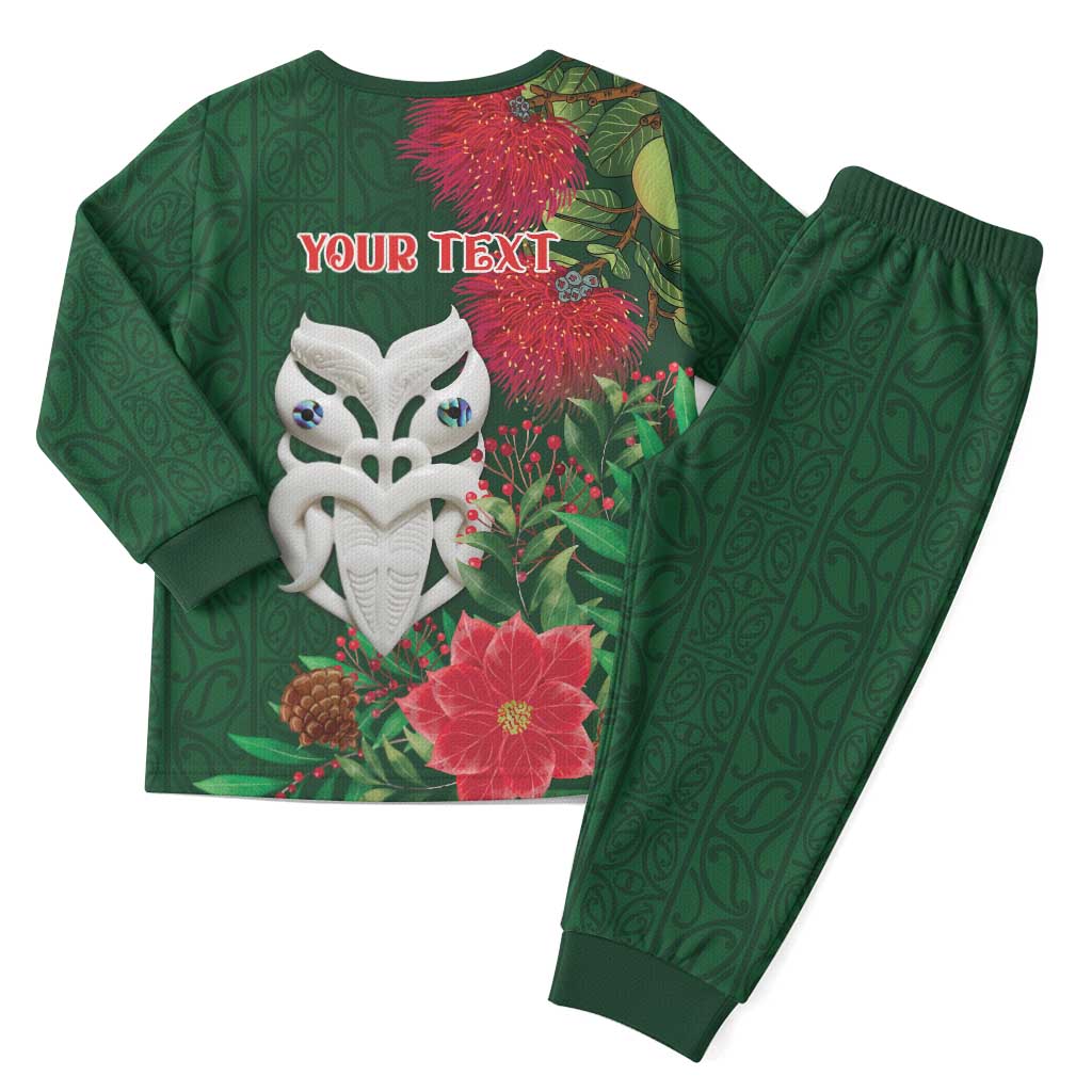 Maori Wheku Meri Kirihimete Personalised Christmas Pajama Set All Green Indigenous Maori Motif - Vibe Hoodie