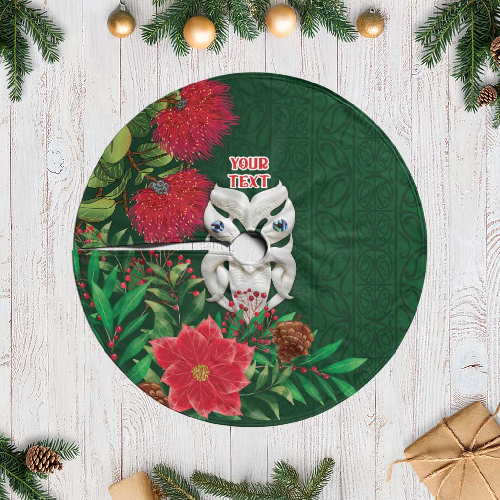 Maori Wheku Meri Kirihimete Personalised Tree Skirt All Green Indigenous Maori Motif - Vibe Hoodie