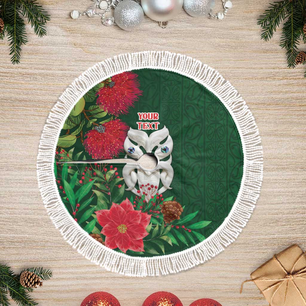 Maori Wheku Meri Kirihimete Personalised Tree Skirt All Green Indigenous Maori Motif - Vibe Hoodie