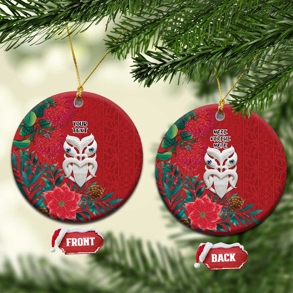 Maori Wheku Meri Kirihimete Personalised Ceramic Ornament All Red Indigenous Maori Motif - Vibe Hoodie