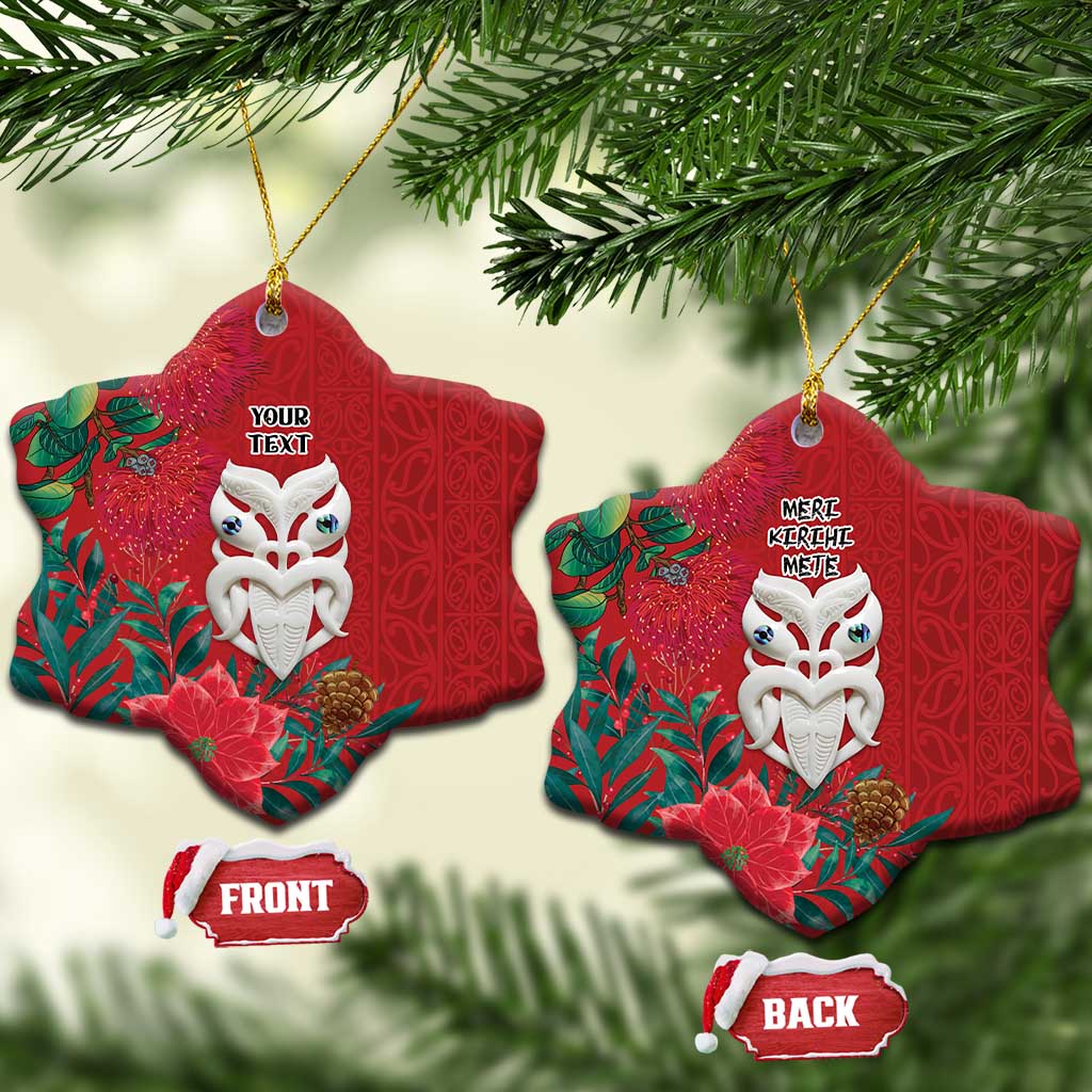 Maori Wheku Meri Kirihimete Personalised Ceramic Ornament All Red Indigenous Maori Motif - Vibe Hoodie