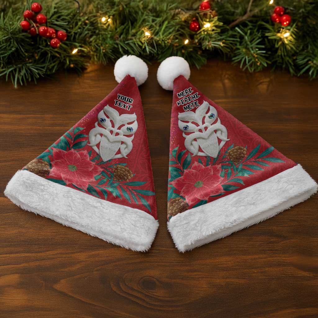 Maori Wheku Meri Kirihimete Personalised Christmas Santa Hat All Red Indigenous Maori Motif - Vibe Hoodie