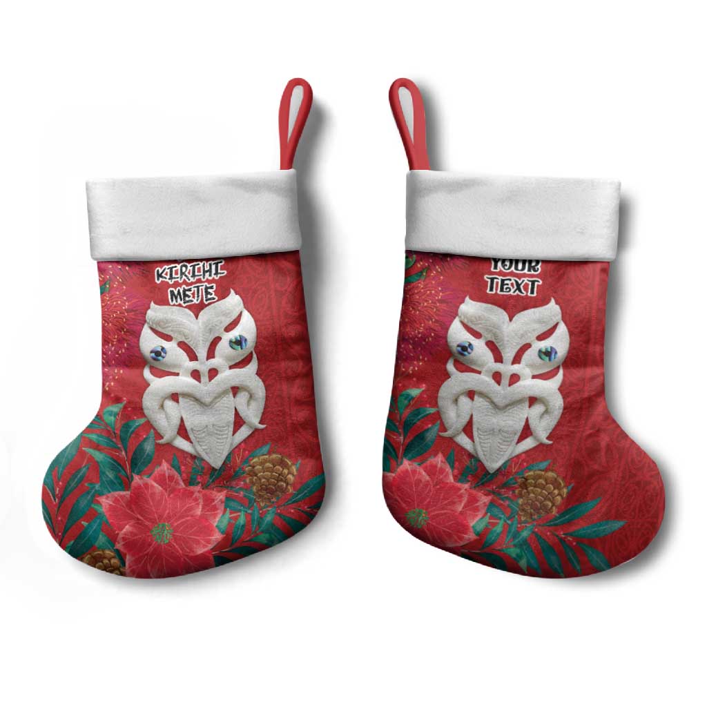 Maori Wheku Meri Kirihimete Personalised Christmas Stocking All Red Indigenous Maori Motif - Vibe Hoodie
