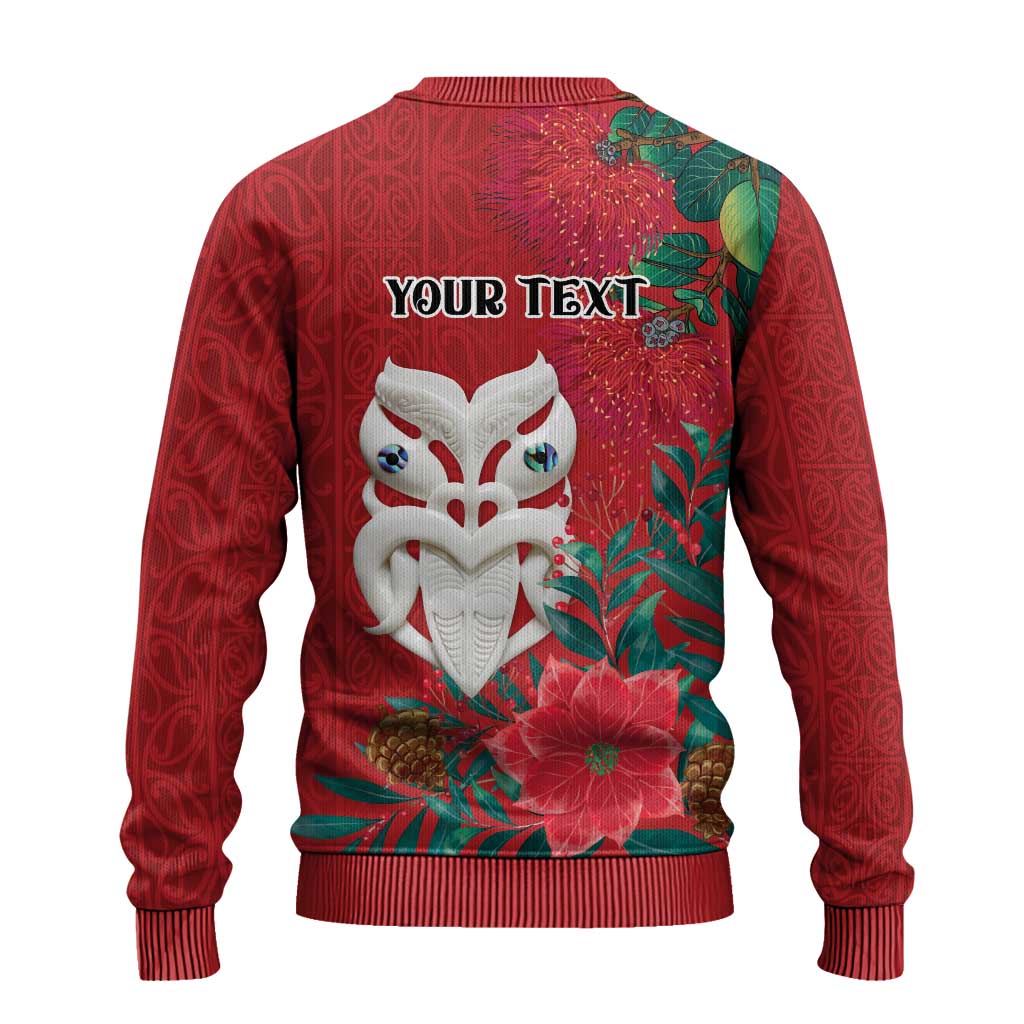 Maori Wheku Meri Kirihimete Personalised Ugly Christmas Sweater All Red Indigenous Maori Motif - Vibe Hoodie