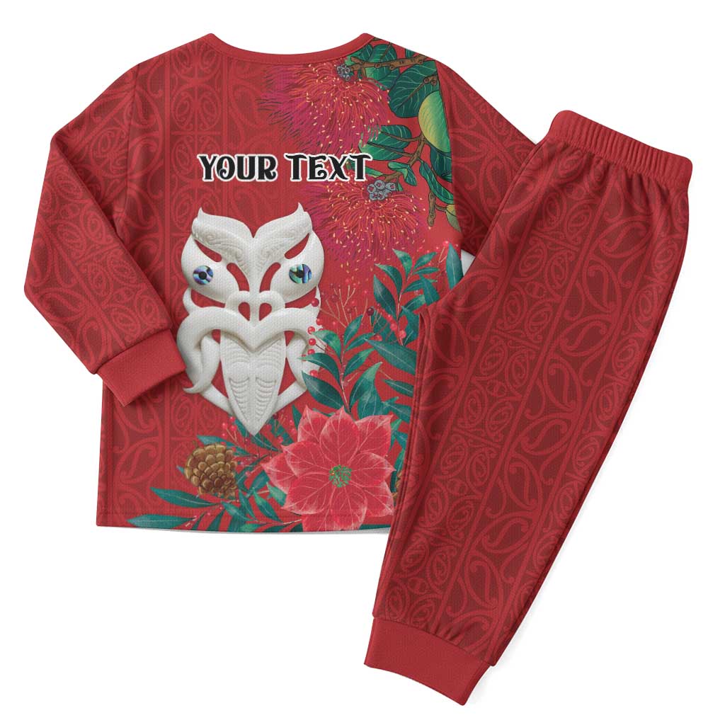 Maori Wheku Meri Kirihimete Personalised Christmas Pajama Set All Red Indigenous Maori Motif - Vibe Hoodie