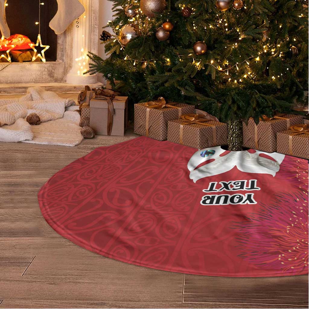 Maori Wheku Meri Kirihimete Personalised Tree Skirt All Red Indigenous Maori Motif - Vibe Hoodie