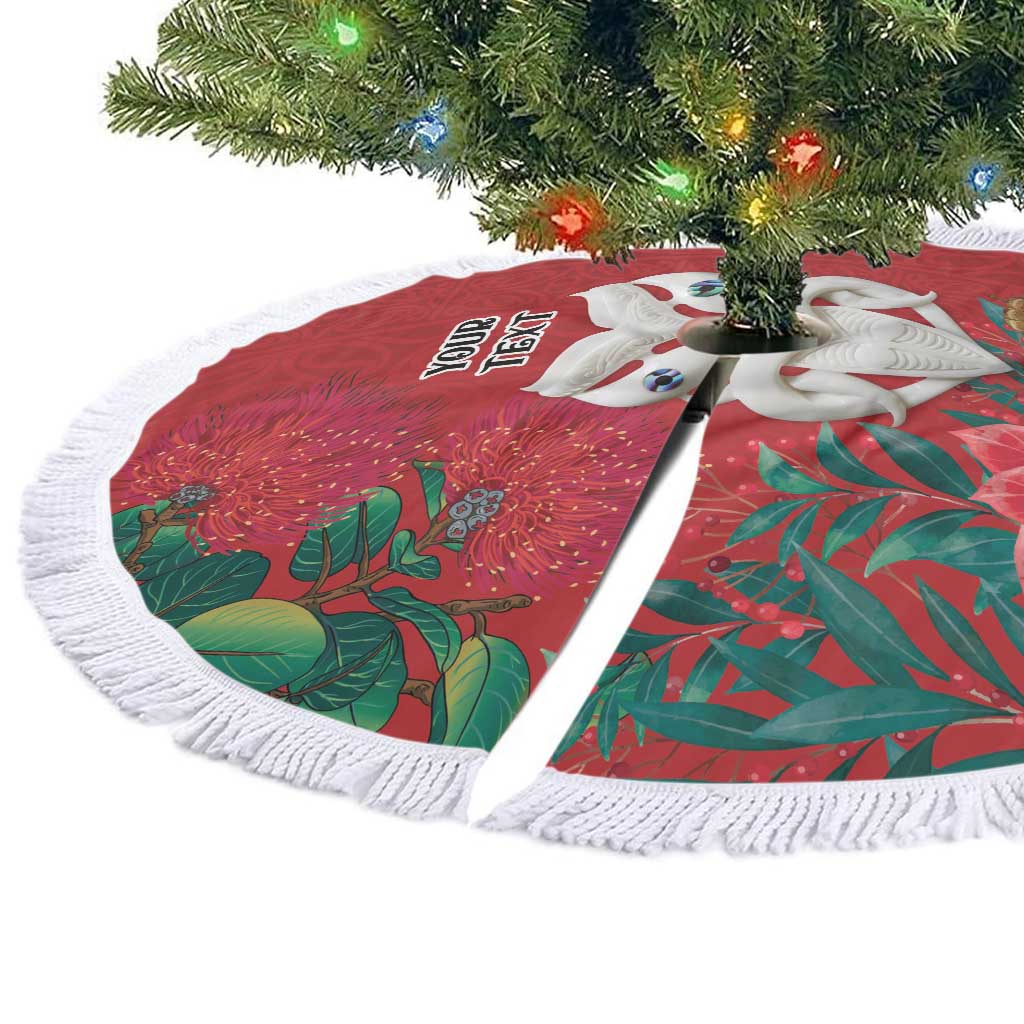 Maori Wheku Meri Kirihimete Personalised Tree Skirt All Red Indigenous Maori Motif - Vibe Hoodie