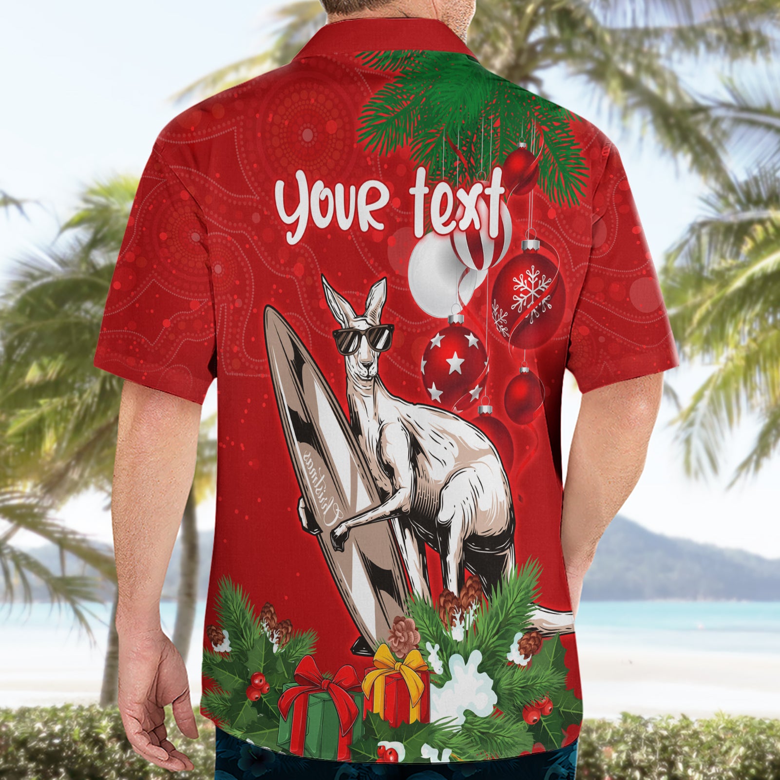 Personalised Kangaroo Lover Hawaiian Shirt Australia Merry Christmas Aboriginal - Vibe Hoodie Shop