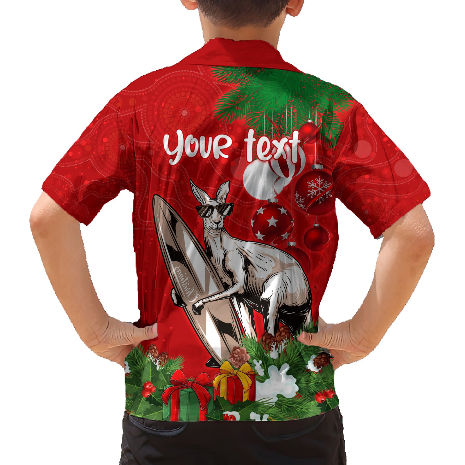 Personalised Kangaroo Lover Hawaiian Shirt Australia Merry Christmas Aboriginal - Vibe Hoodie Shop