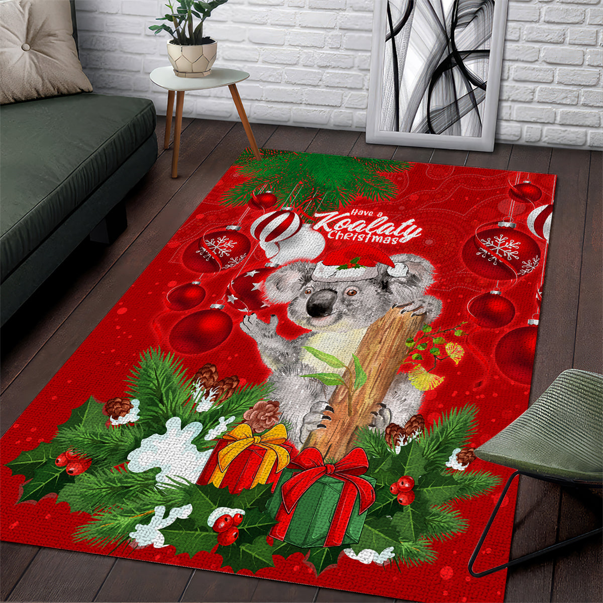 Koala Lover Area Rug Australia Merry Christmas Aboriginal - Vibe Hoodie Shop