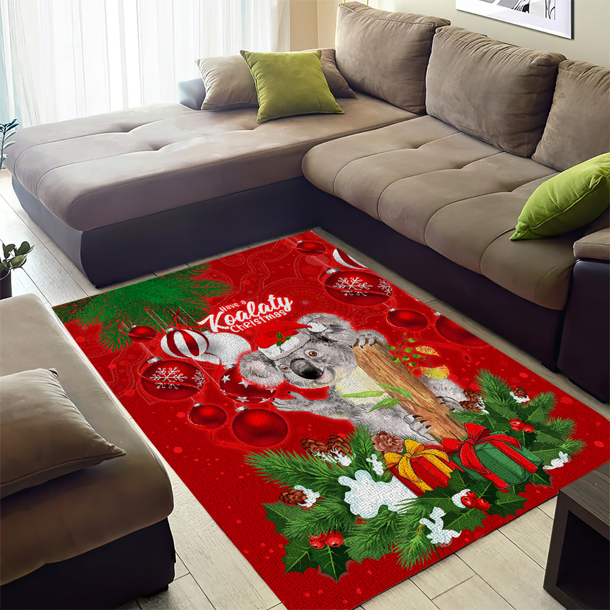 Koala Lover Area Rug Australia Merry Christmas Aboriginal - Vibe Hoodie Shop