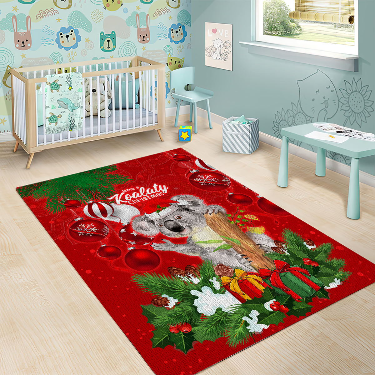 Koala Lover Area Rug Australia Merry Christmas Aboriginal - Vibe Hoodie Shop