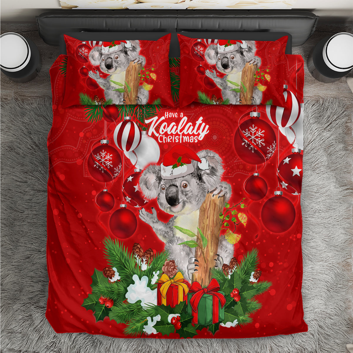 Koala Lover Bedding Set Australia Merry Christmas Aboriginal - Vibe Hoodie Shop