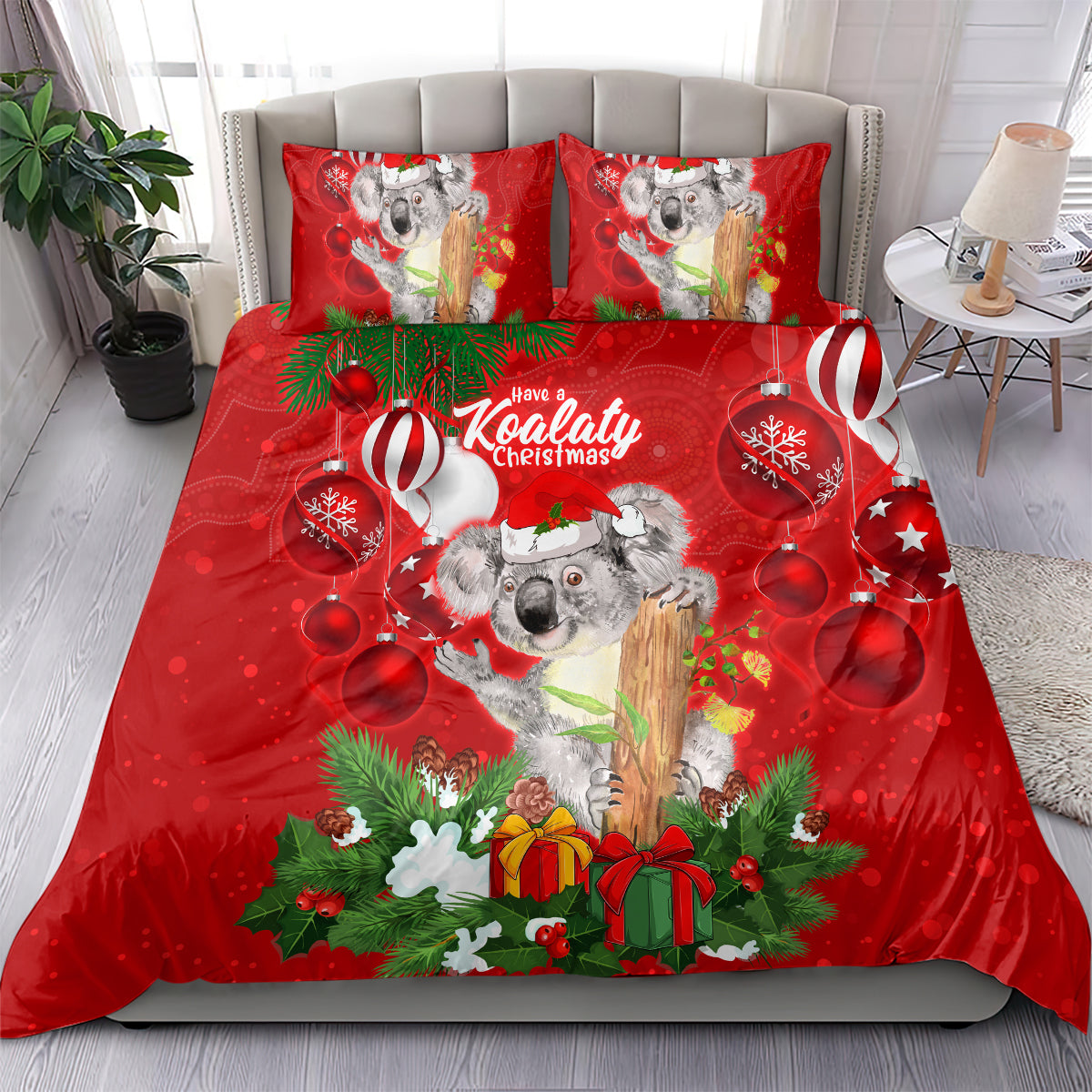 Koala Lover Bedding Set Australia Merry Christmas Aboriginal - Vibe Hoodie Shop