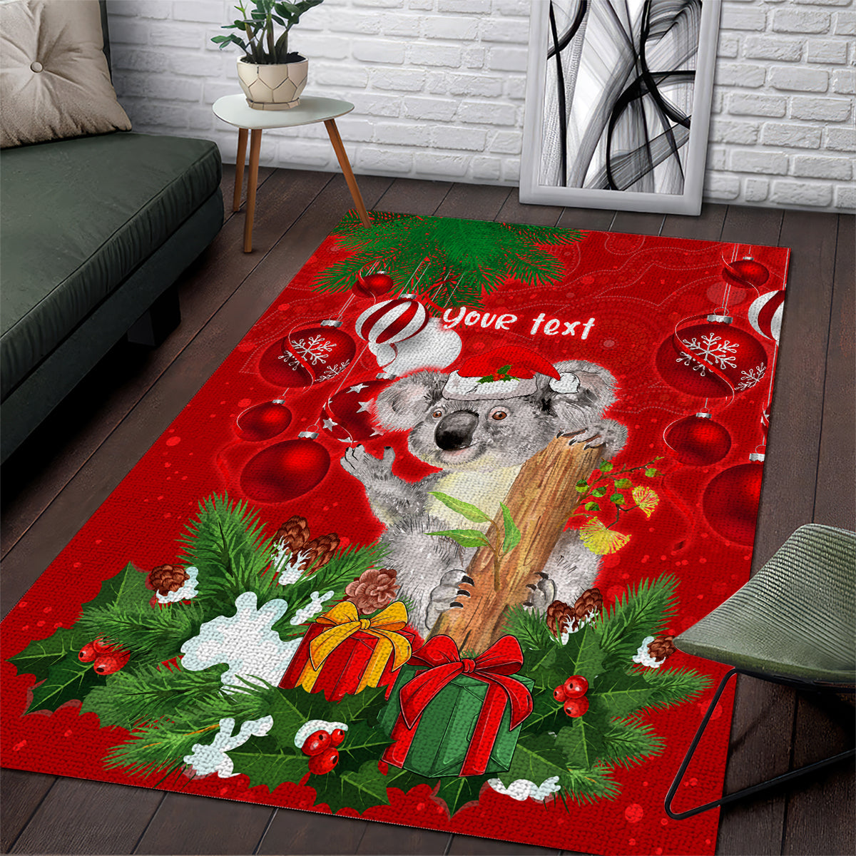 Personalised Koala Lover Area Rug Australia Koalaty Merry Christmas Aboriginal - Vibe Hoodie Shop