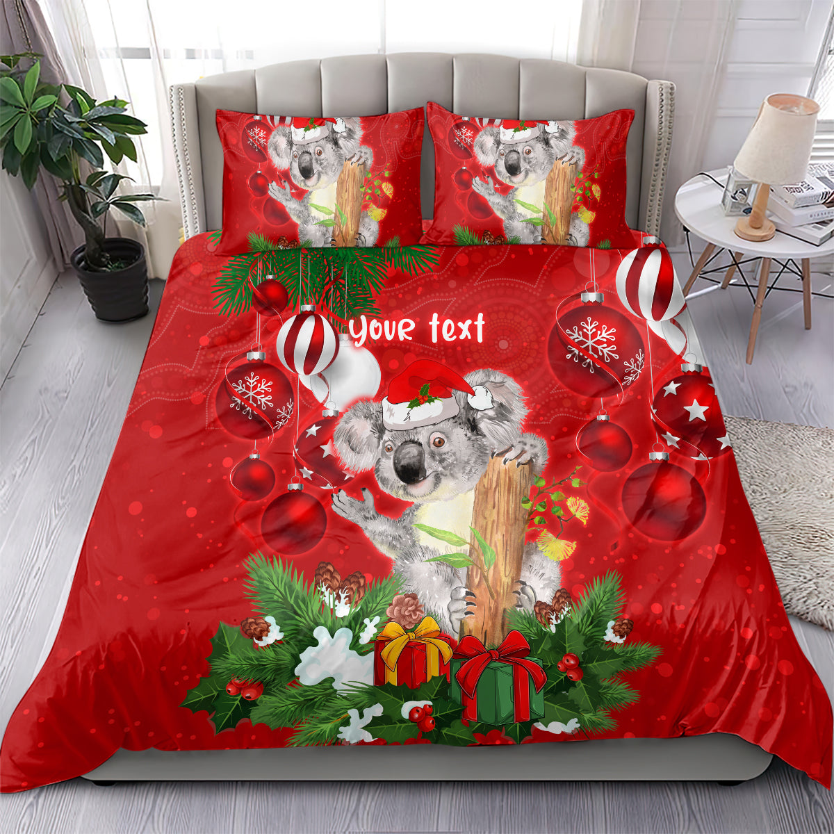 Personalised Koala Lover Bedding Set Australia Koalaty Merry Christmas Aboriginal - Vibe Hoodie Shop