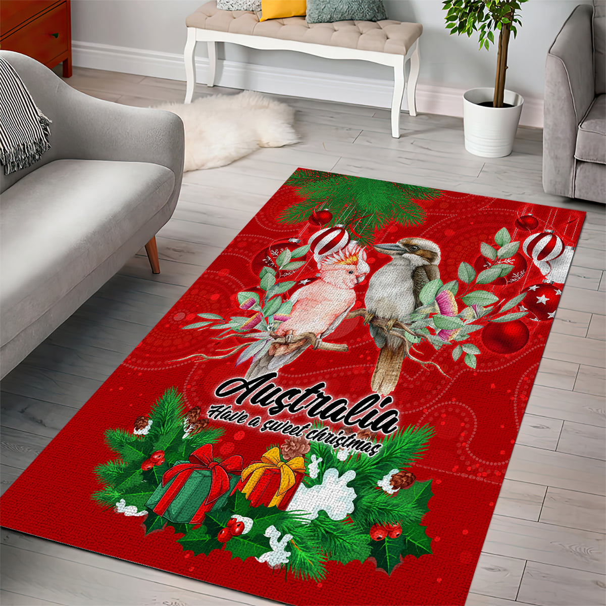 Kookaburra Lover Area Rug Australia Koalaty Merry Christmas Aboriginal - Vibe Hoodie Shop