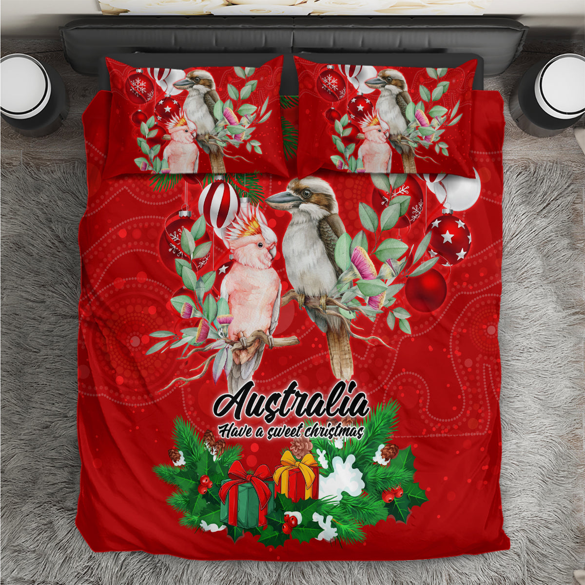 Kookaburra Lover Bedding Set Australia Koalaty Merry Christmas Aboriginal - Vibe Hoodie Shop