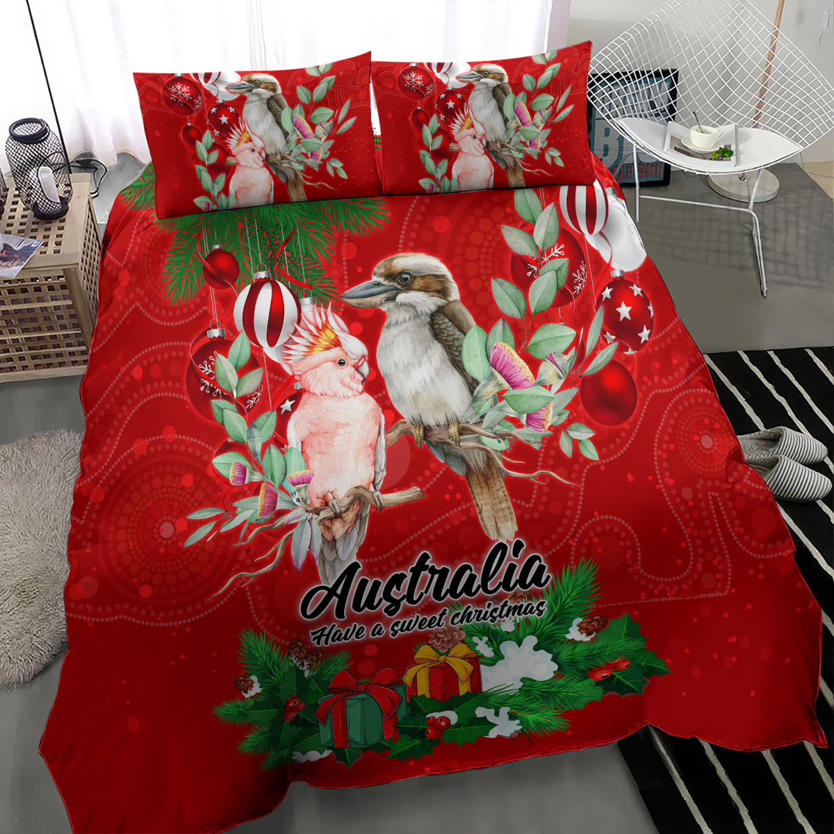 Kookaburra Lover Bedding Set Australia Koalaty Merry Christmas Aboriginal - Vibe Hoodie Shop