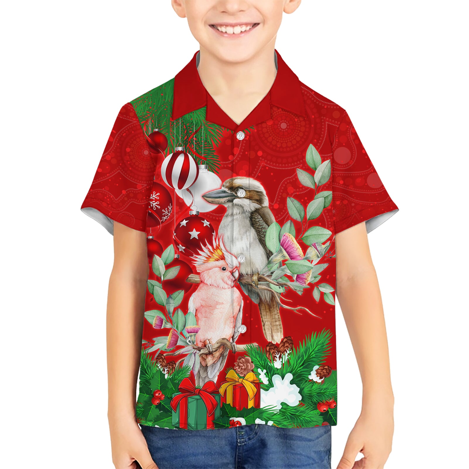 Personalised Kookaburra Lover Hawaiian Shirt Australia Merry Christmas Aboriginal Red Style - Vibe Hoodie Shop