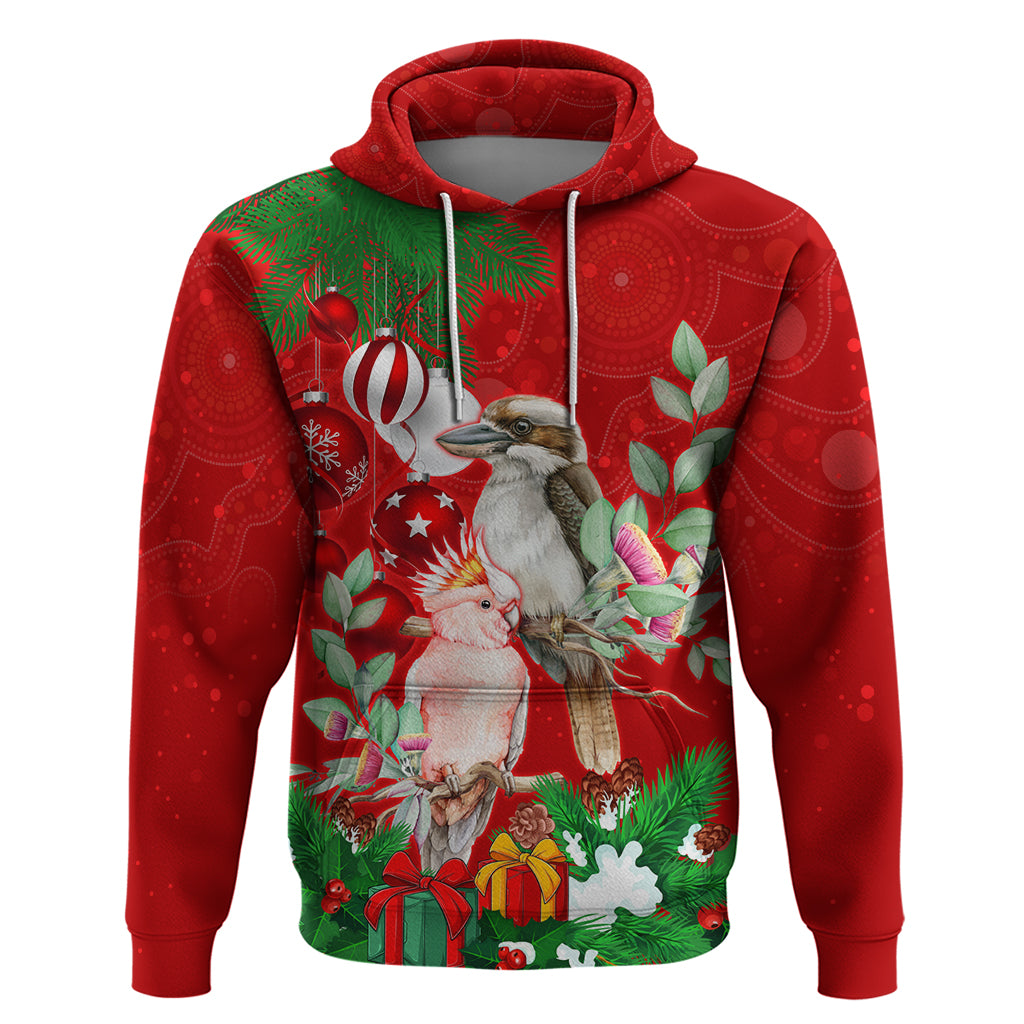 Personalised Kookaburra Lover Hoodie Australia Merry Christmas Aboriginal Red Style LT9 - Vibe Hoodie Shop