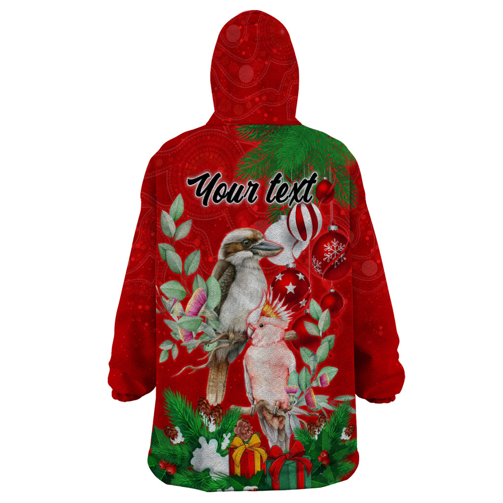 Personalised Kookaburra Lover Wearable Blanket Hoodie Australia Merry Christmas Aboriginal Red Style - Vibe Hoodie Shop