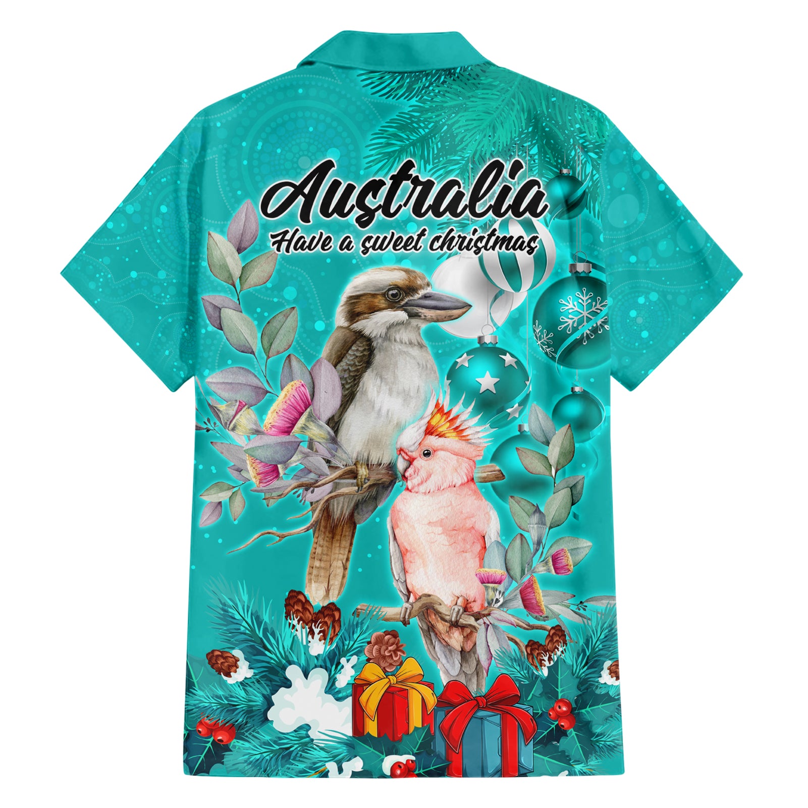 Kookaburra and Cockatoo Hawaiian Shirt Australia Merry Christmas Aboriginal Teal Style - Vibe Hoodie Shop