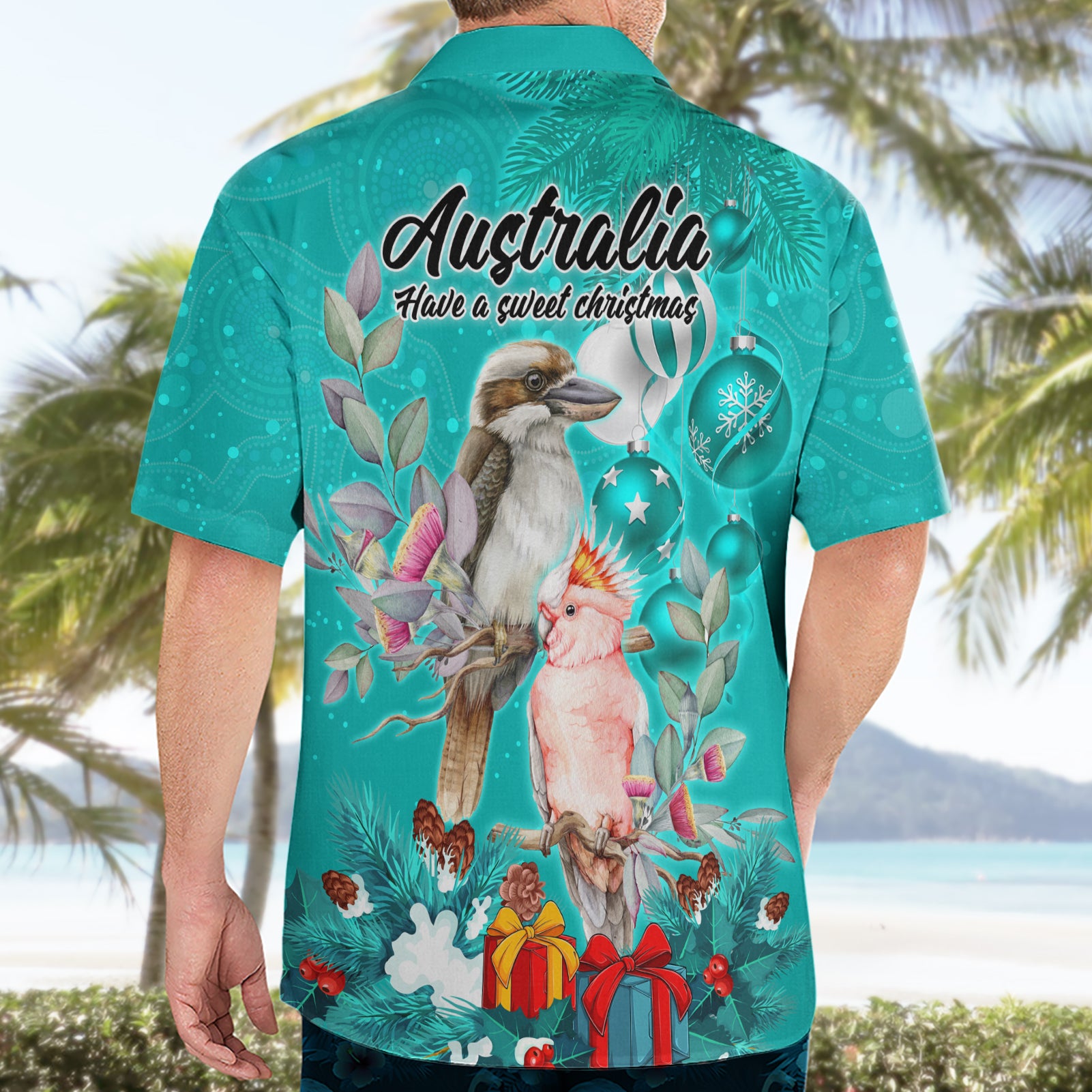 Kookaburra and Cockatoo Hawaiian Shirt Australia Merry Christmas Aboriginal Teal Style - Vibe Hoodie Shop