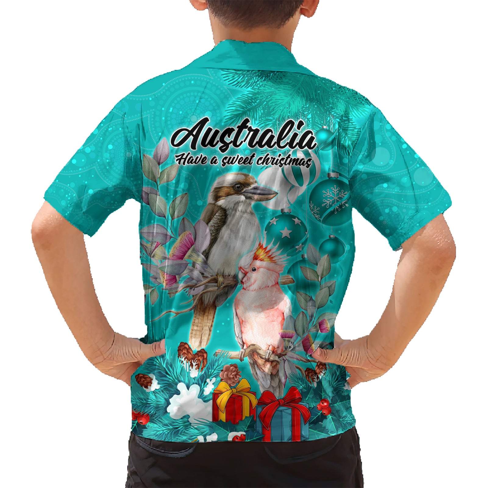 Kookaburra and Cockatoo Hawaiian Shirt Australia Merry Christmas Aboriginal Teal Style - Vibe Hoodie Shop