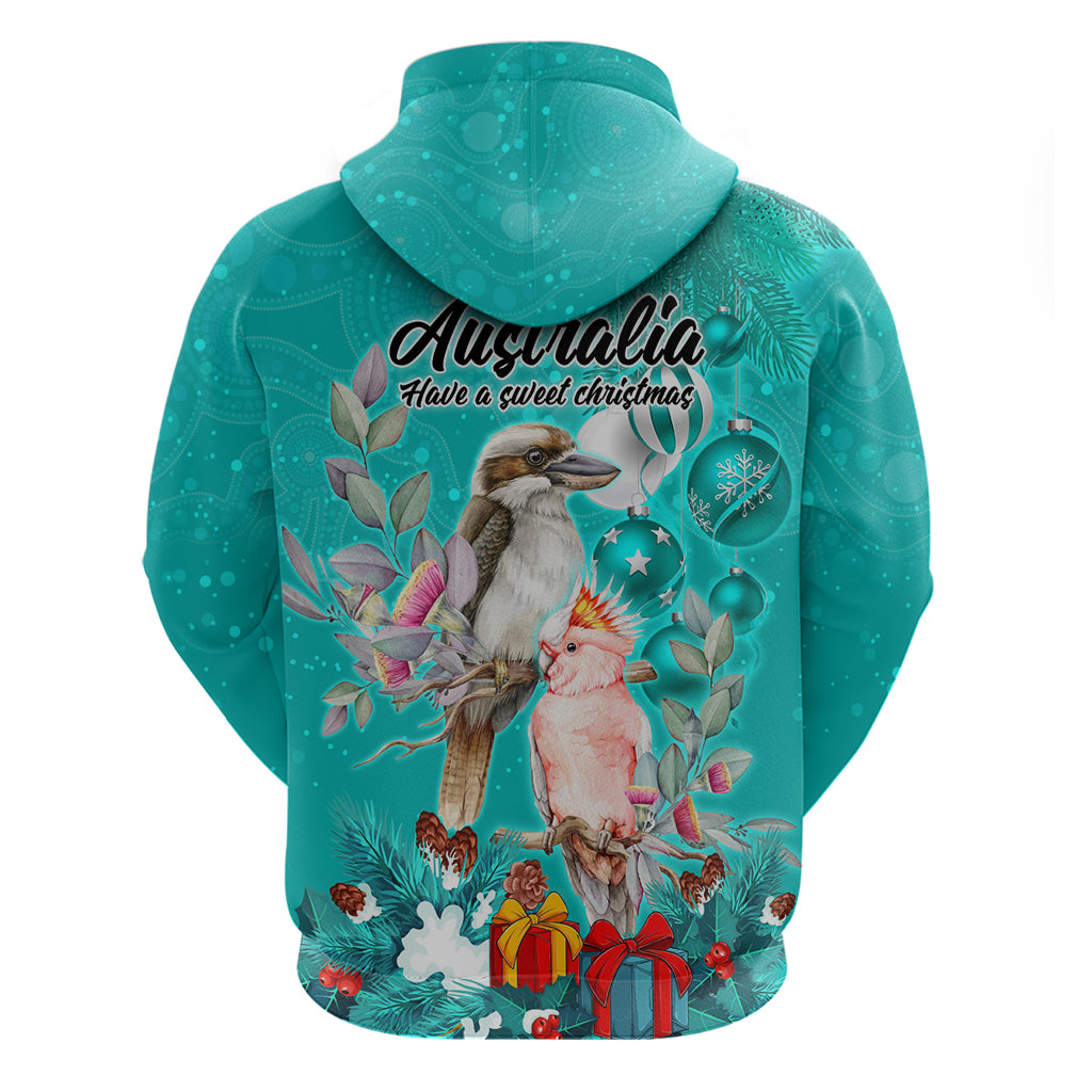 Kookaburra and Cockatoo Hoodie Australia Merry Christmas Aboriginal Teal Style LT9 - Vibe Hoodie Shop