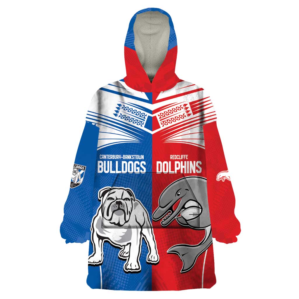 NRL Bulldogs and Dolphins Wearable Blanket Hoodie Sporty Style - Vibe Hoodie Shop