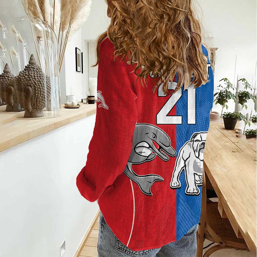 NRL Bulldogs and Dolphins Women Casual Shirt Sporty Style - Vibe Hoodie Shop