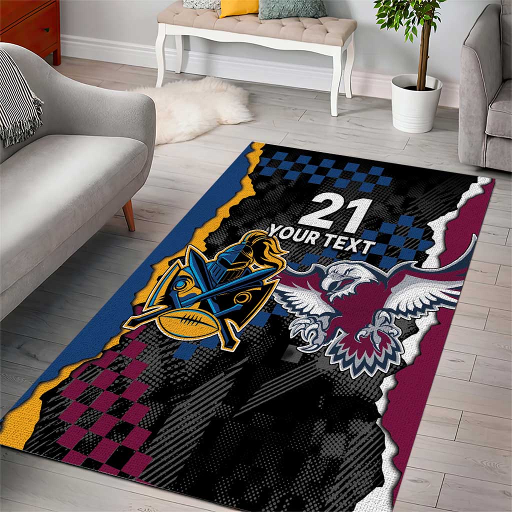 Titans and Manly Eagle Area Rug Rugby Together Sporty Style - Vibe Hoodie Shop