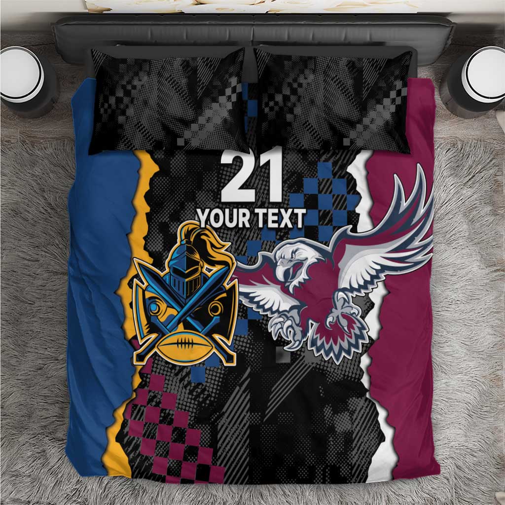 Titans and Manly Eagle Bedding Set Rugby Together Sporty Style - Vibe Hoodie Shop