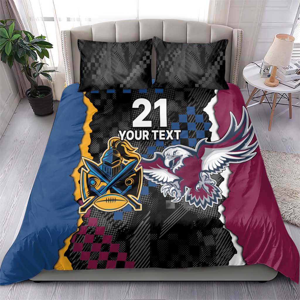 Titans and Manly Eagle Bedding Set Rugby Together Sporty Style - Vibe Hoodie Shop