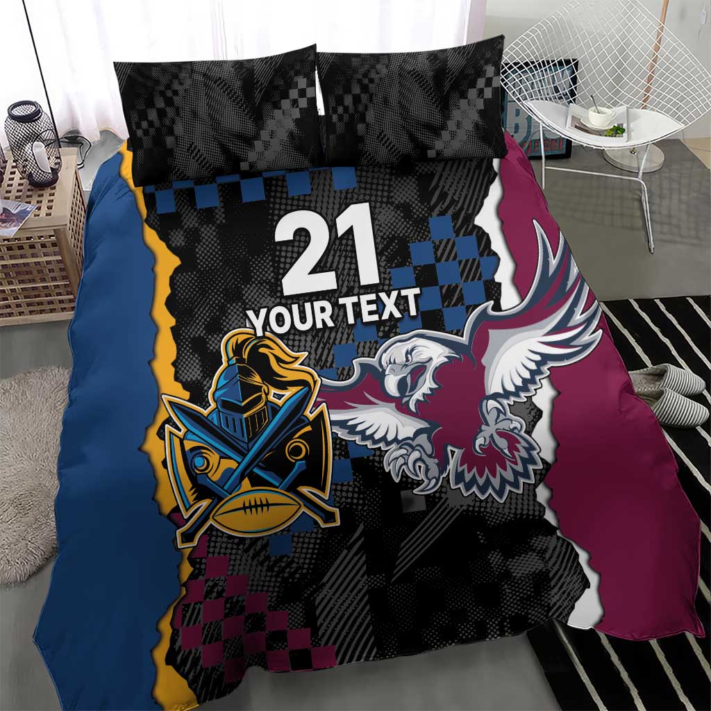 Titans and Manly Eagle Bedding Set Rugby Together Sporty Style - Vibe Hoodie Shop