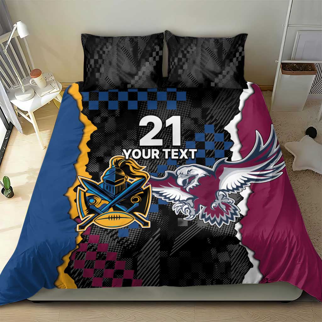 Titans and Manly Eagle Bedding Set Rugby Together Sporty Style - Vibe Hoodie Shop