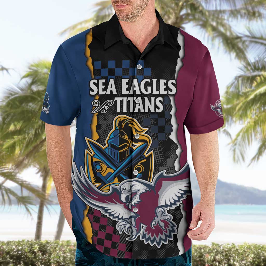 Titans and Manly Eagle Hawaiian Shirt Rugby Together Sporty Style - Vibe Hoodie Shop