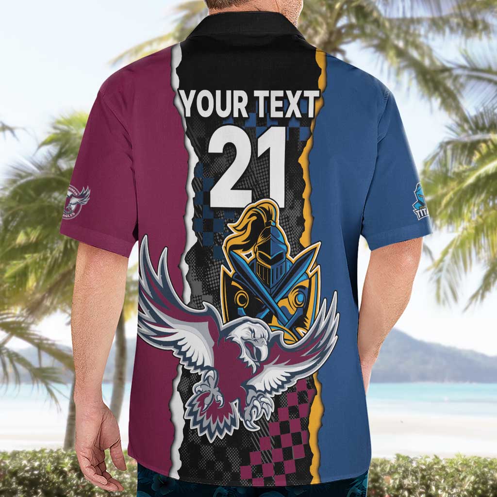 Titans and Manly Eagle Hawaiian Shirt Rugby Together Sporty Style - Vibe Hoodie Shop