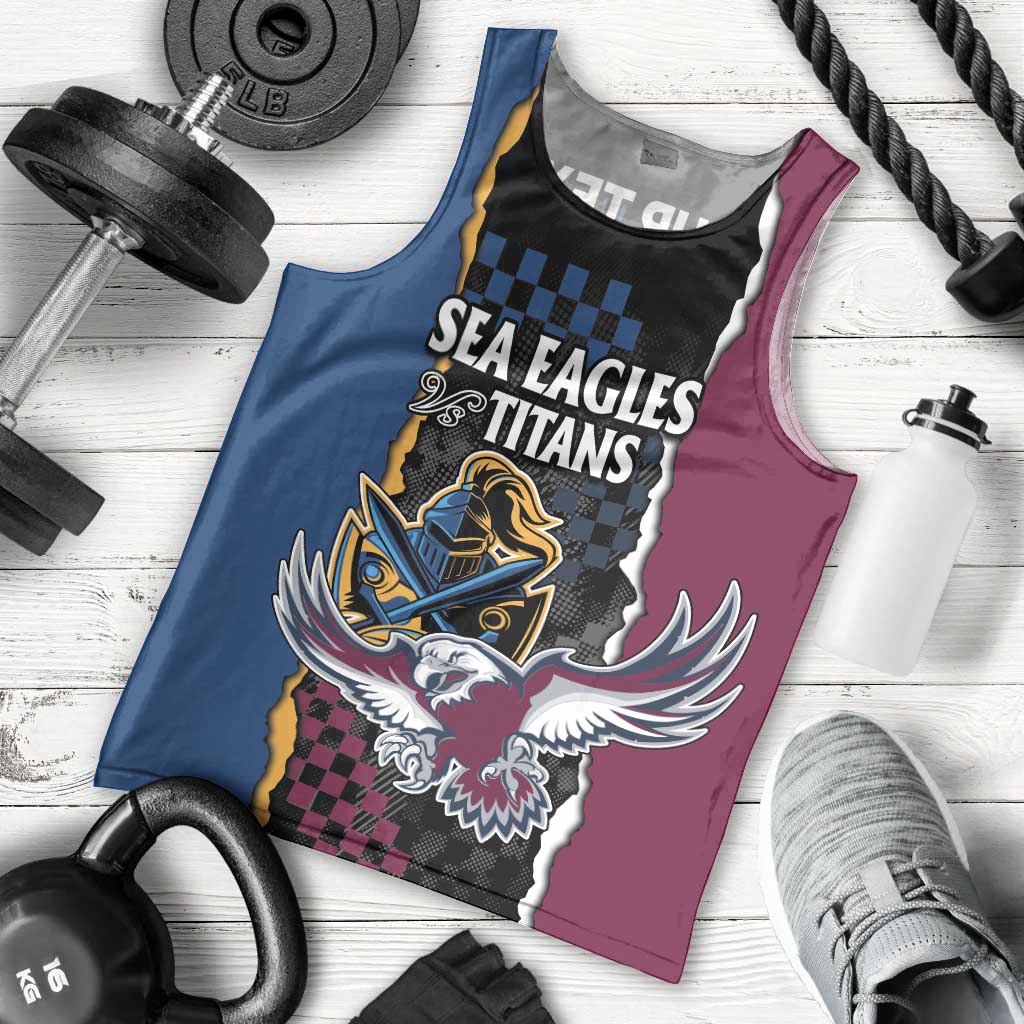 Titans and Manly Eagle Men Tank Top Rugby Together Sporty Style - Vibe Hoodie Shop