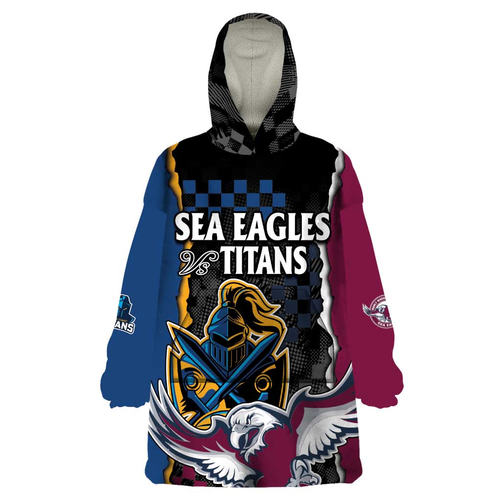 Titans and Manly Eagle Wearable Blanket Hoodie Rugby Together Sporty Style - Vibe Hoodie Shop